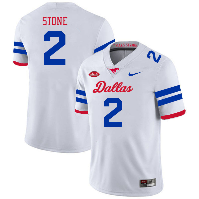 SMU Mustangs #2 Preston Stone College Football Jerseys Stitched Sale-Alternate White